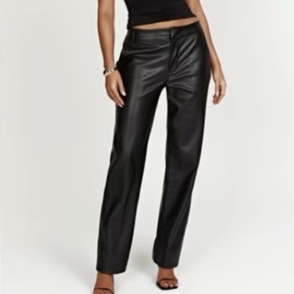 MESHKI‎ Faux Leather Straight Edgy Slim Pants Women Small Black PreLoved